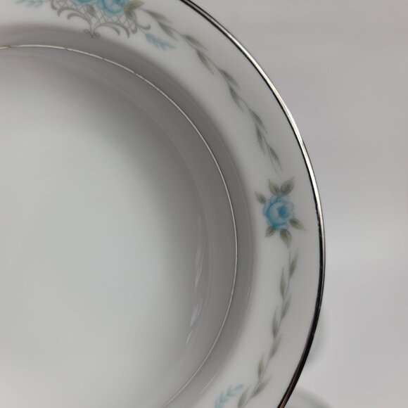 FOUR Style House Corsage Fruit Bowls Blue Roses with Gray Vines 5 1/2 Inch - Picture 14 of 16